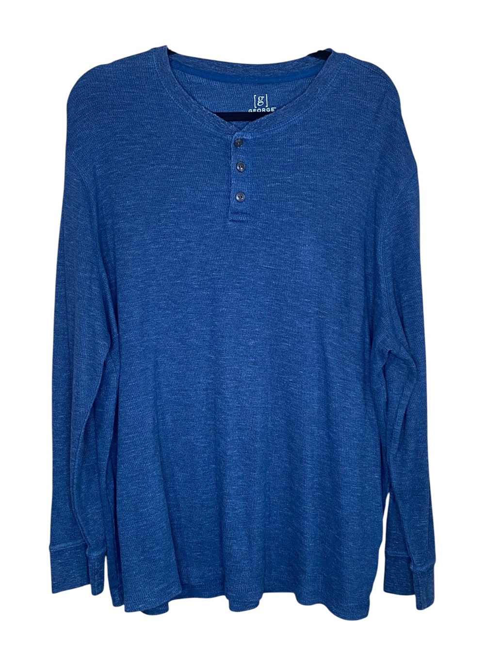 George Plus Size Henley Shirt Thermal Casual Soft Knit 3 Button Closure SZ 3X